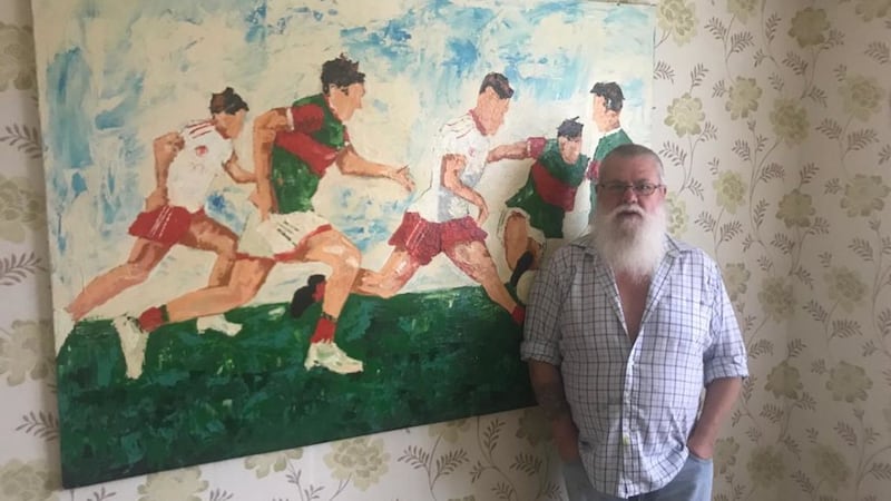 Garfield Beattie with his painting 'Bringing Home the Sam&nbsp;