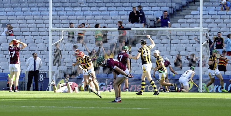 Dejection for Galway after Cillian Buckley's goal at the end of the Leinster SHC Final. Pic Philip Walsh 