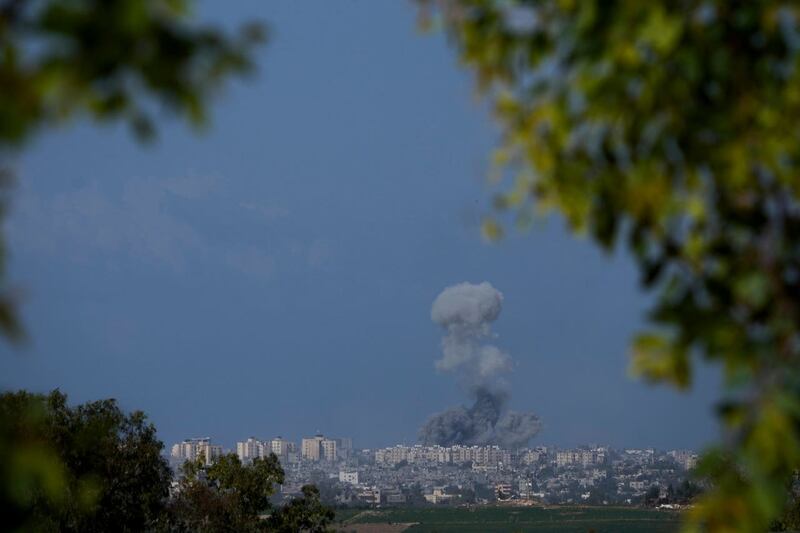 Smoke rises following an Israeli airstrike in the Gaza Strip on Thursday
