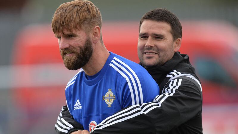 Paddy McCourt (left) with David Healy&nbsp;