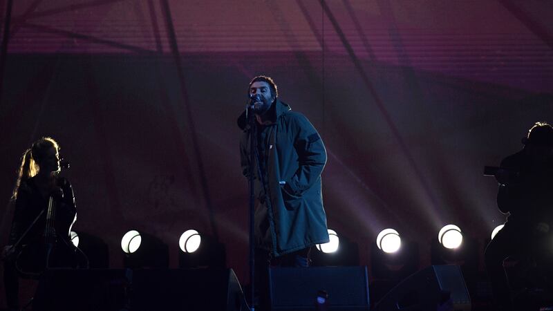 Gary Barlow introduced Liam Gallagher, who performed Oasis track Live Forever.