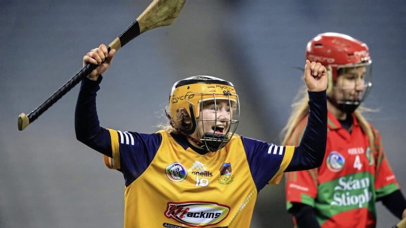 Clonduff&#39;s Ceallagh Byrne celebrates after his side&#39;s win over James Stephens in the AIB All-Ireland Intermediate Club Camogie Championship final at Croke Park on Saturday	Picture: Evan Treacy/Inpho 