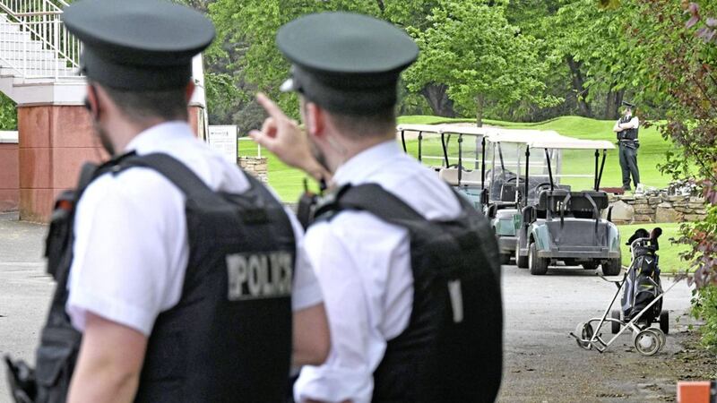 Police and army bomb disposal experts at Shandon Park Golf Club in east Belfast last year following the alert. Picture by Alan Lewis- PhotopressBelfast.co.uk 