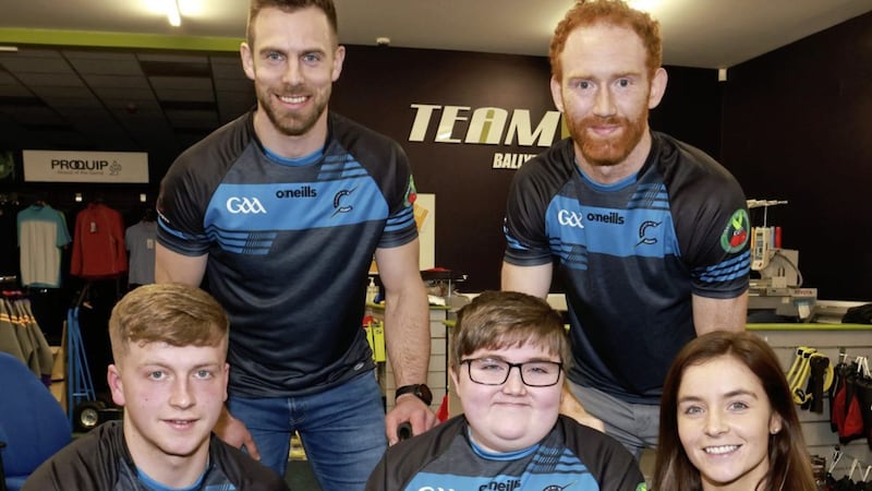 Croist&aacute;i Connolly with his new ambassadors Enda Og McGarry, Neil McManus, Conor Glass and Katie Lynn Picture: John McIlwaine 