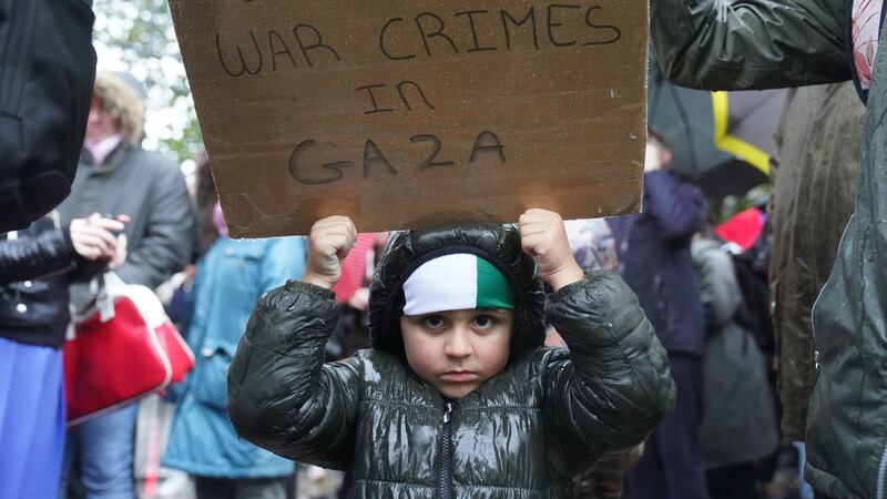 Four-year-old Ryan Atmeh took part in the demonstration outside Leinster House, Dublin (Brian Lawless/PA)