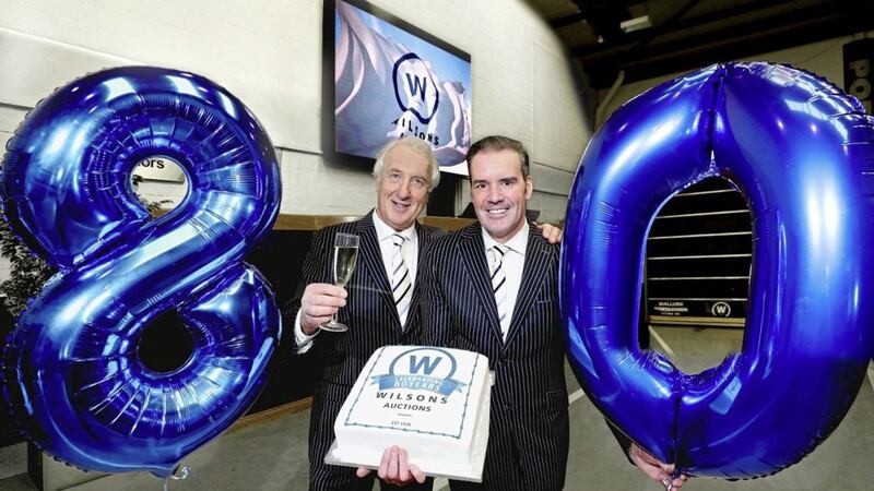 Marking 80 years in business are Wilsons Auctions managing director Ian Wilson (left) and group operations director Peter Johnston. Photo: William Cherry/Press Eye 