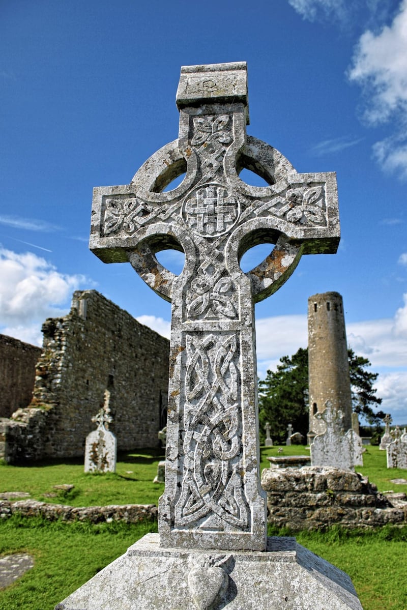 A high cross at Clonmacnoise, Co Offaly 