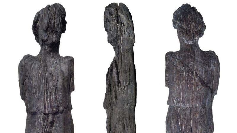 The figure, cut from a single piece of wood, stands at 67cm tall and is 18cm wide.