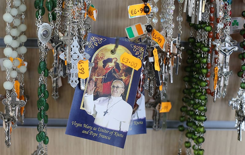Pope Francis rosary beads on sale in Knock, Co Mayo. Picture by Niall Carson, Press Association&nbsp;
