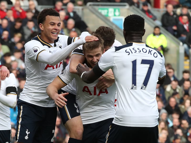 Tottenham's Eric Dier celebrates with his team mates