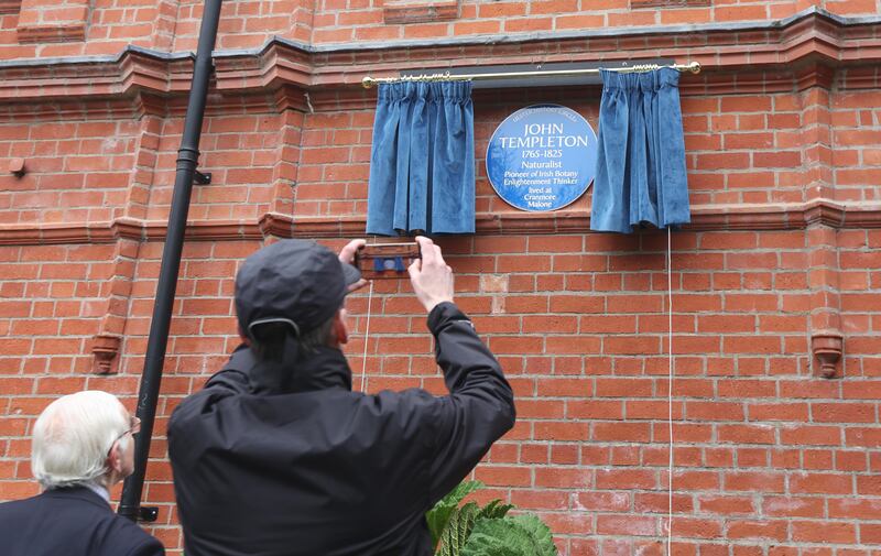 A Blue plaque is unveiled  at Botanic Gardens in Belfast  for John Templeton, the man sometimes referred to as ‘father of Irish Botany’ on Wednesday.
PICTURE COLM LENAGHAN