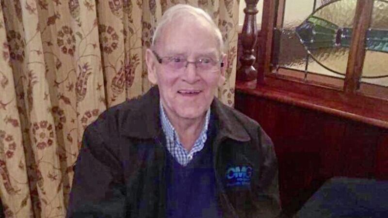 Gerry Moley pictured with the Gerry Fagan Cup during celebrations in Hanratty&rsquo;s Bar, Crossmaglen, in October 2018. 