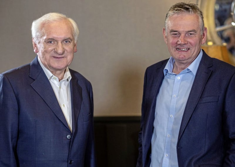 Journalist Kevin Magee (right) with former taoiseach Bertie Ahern 