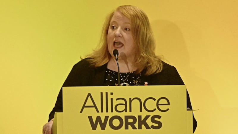 Naomi Long delivers the leader&#39;s speech at the Alliance Party conference. Picture by Stephen Hamilton/Press Eye 