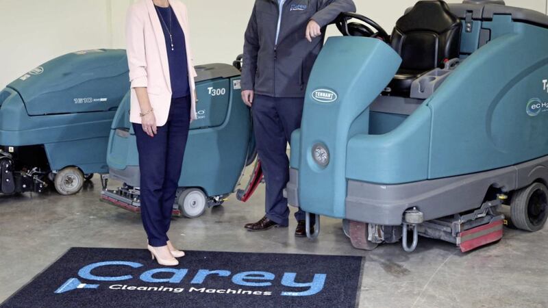 Moira Loughran, eastern and north eastern regional manager, Invest NI with William Carey, director of Carey Cleaning Machines 