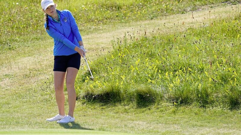 Kate Dillon (Oughterard) on the first during round one of the Irish Women&#39;s Amateur Close Championship, Connemara Golf Links, Ballyconneely, Co. Galway Picture: Golffile | Thos Caffrey 