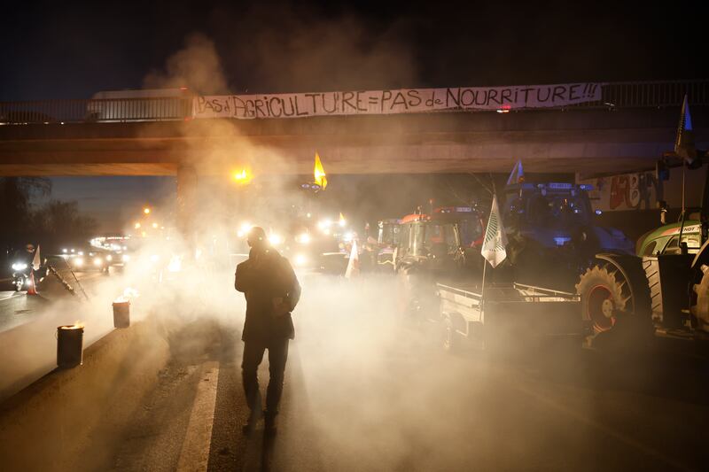 Protesting farmers shut down long stretches of some of France’s major motorways (AP Photo/Thomas Padilla)