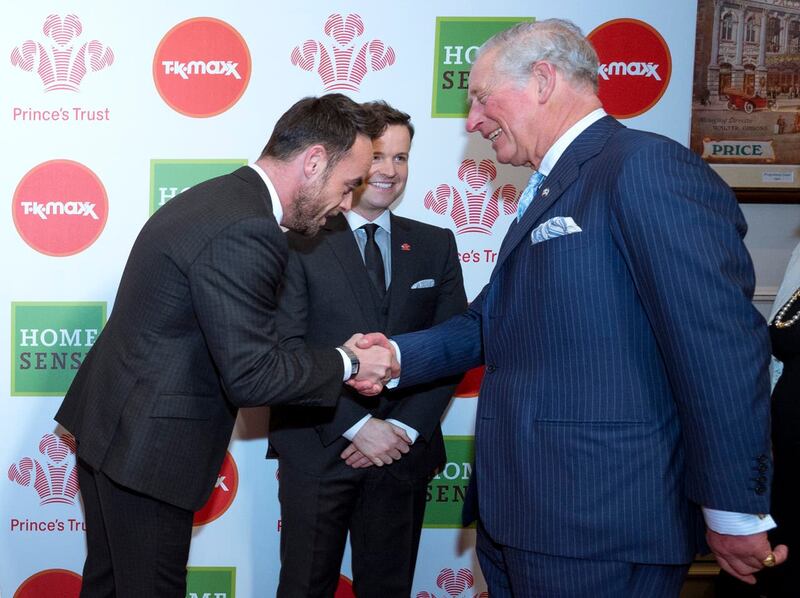 Hosts Anthony ‘Ant’ McPartlin and Declan ‘Dec’ Donnelly were on hand to greet Prince Charles (Geoff Pugh/The Daily Telegraph/PA)