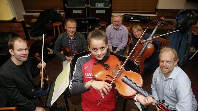 D&aacute;irine Philips (12) from St Pauls GAC taking part in a unique project between Ulster Orchestra and St Pauls GAC in west Belfast. Picture by Mal McCann 