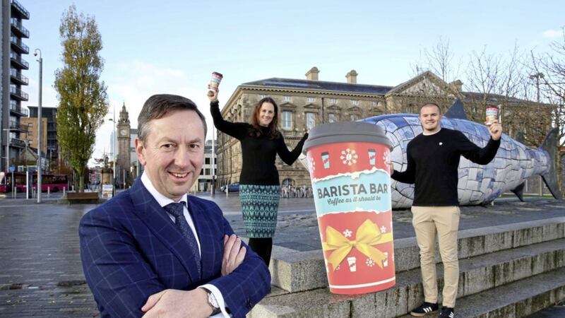 Maxol Group chief executive officer Brian Donaldson (left) launches the charity appeal for AWARE alongside Clare Galbraith, the charity&#39;s interim fundraising manager, and Maxol brand ambassador Jacob Stockdale 