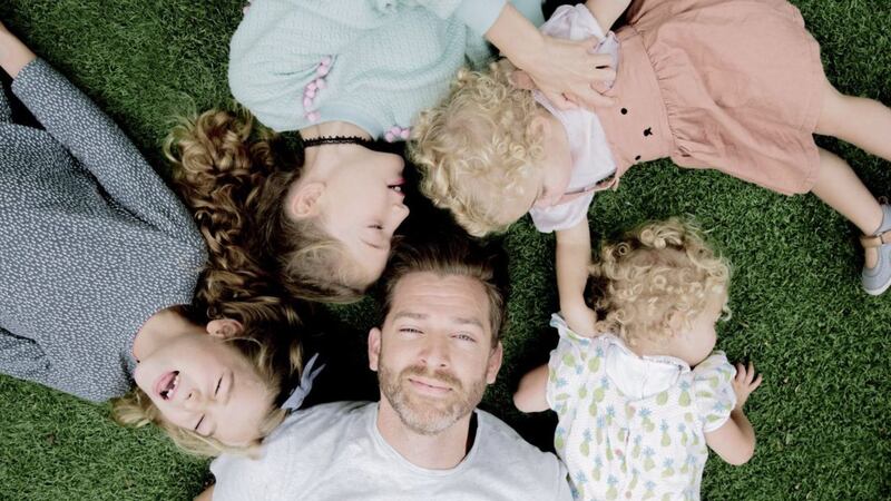 &#39;Instadad&#39; Simon Hooper with his daughters Anya Rose, Marnie, and twins Ottilie and Delilah 