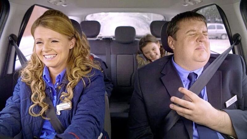 John (Peter Kay) and Kayleigh (Sian Gibson) in Car Share 