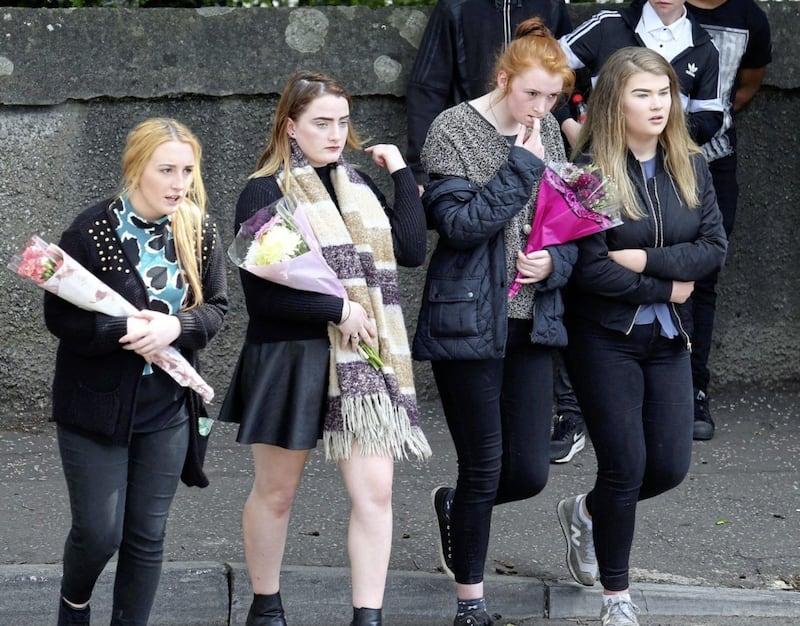 Mourners at the funeral of Caitlin White (15) 