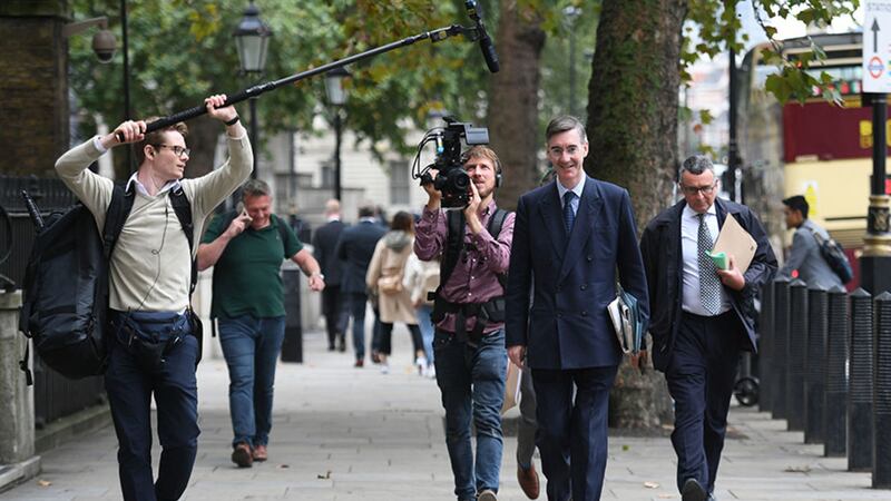 &nbsp;Jacob Rees-Mogg arrives at the Royal United Services Institute (RUSI) in Whitehall, London, to discuss Brexit proposals. Picture by Stefan Rousseau/PA Wire 