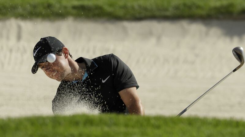 Rory McIlroy hits out of the bunker on the 13th hole during a practice round for the US Open at Oakmont Country Club on Tuesday<br />Picture by AP&nbsp;