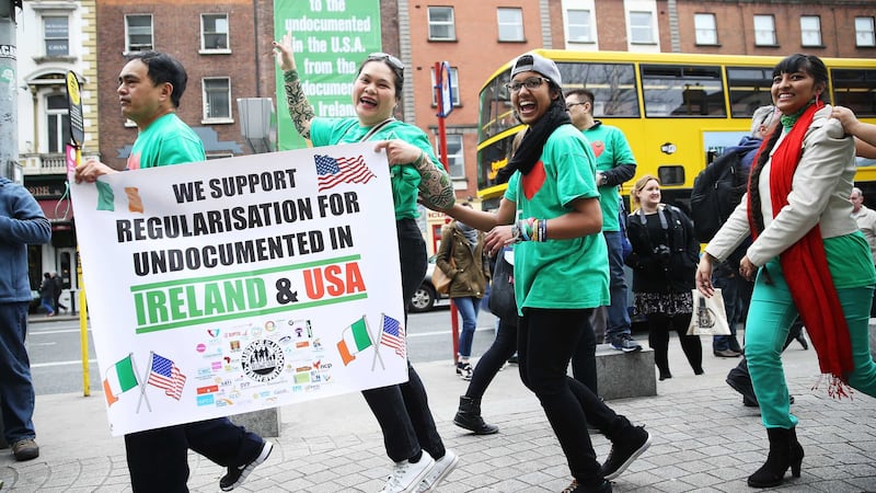 People gather in Dublin's city centre for a street party in support of the undocumented migrants in Ireland and the US held by Migrant Rights Centre Ireland. Picture by Brian Lawless, Press Association