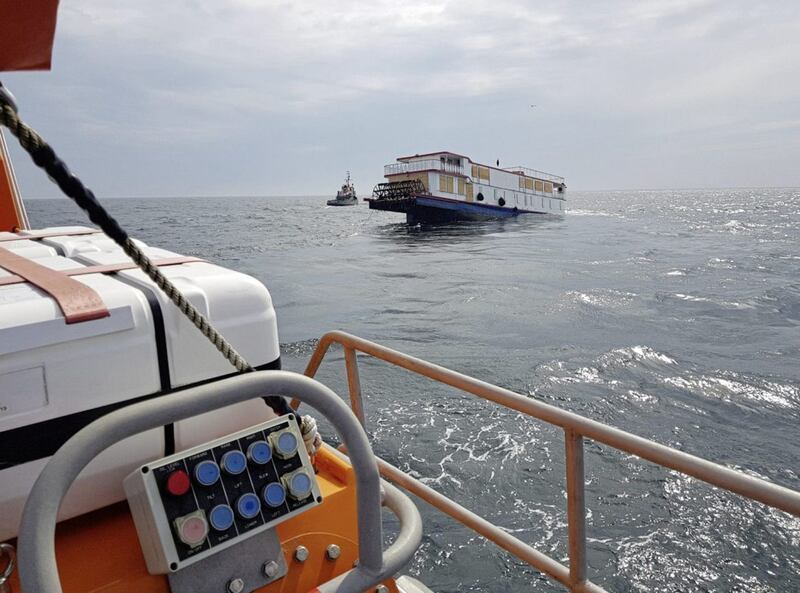 The 36-metre MV Oliver Cromwell sank off the Welsh coast on Saturday. Picture by Jay Garden, RNLI, Press Association