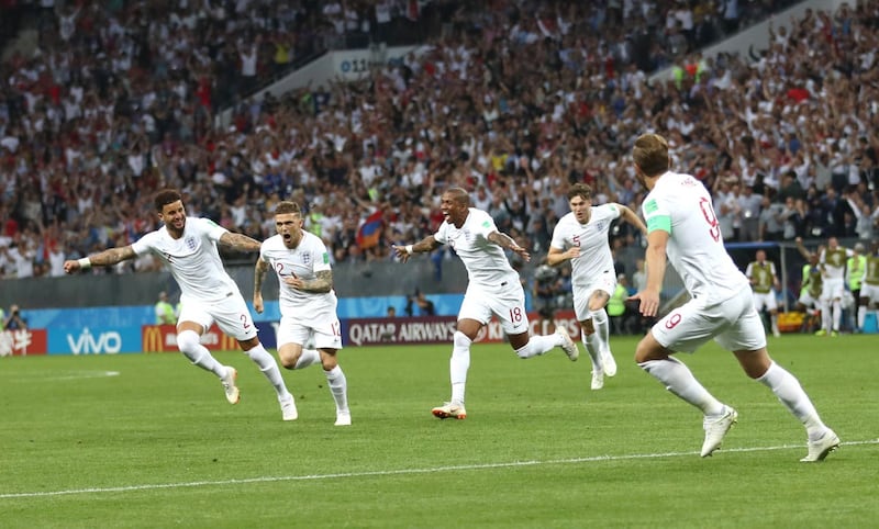 England’s Kieran Trippier celebrates his opening goal against Croatia
