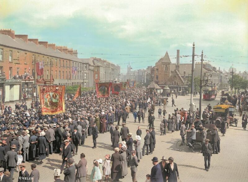 A Twelfth parade in Belfast's Shaftesbury Square in the early 1920s.