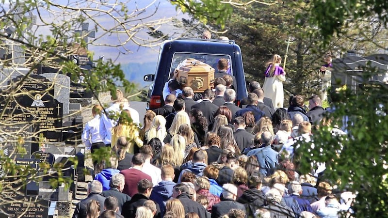 The funeral of Nathan Dixon-Gill took place at St Mary&#39;s Church, Cockhill, Buncrana. Picture by Margaret McLaughlin 