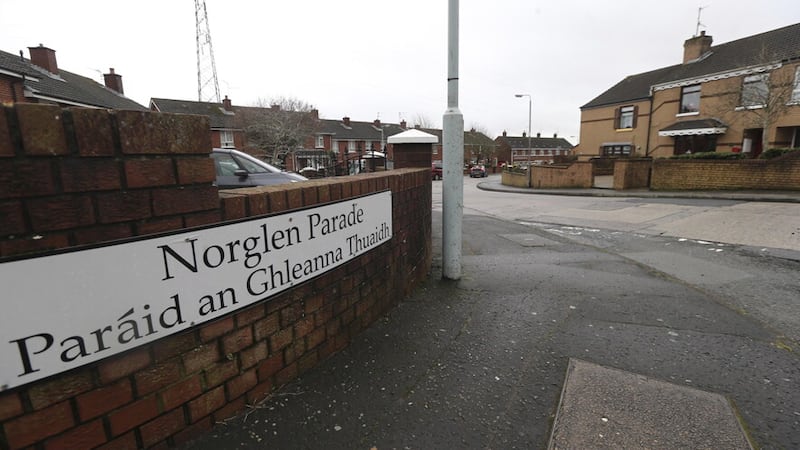 A viable device has been found at Norglen Parade in west Belfast. Picture by Hugh Russell