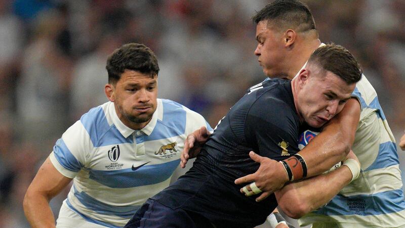 Freddie Steward, pictured in action against Argentina, says Kevin Sinfield is “the sort of bloke you don’t want to let down” (Daniel Cole/AP)
