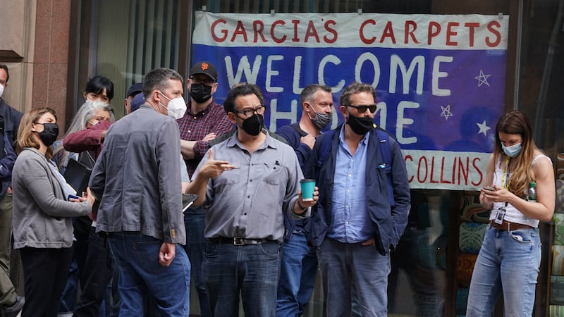 James Mangold was pictured in Glasgow as the city streets were transformed into the US for what is thought to be Harrison Ford’s fifth outing as Indy.