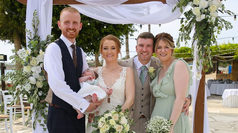 New mother Lauren Fernandes forgot her dress for Gemma O’Shea’s wedding in Cyprus, so travel firm TUI stepped in to help.