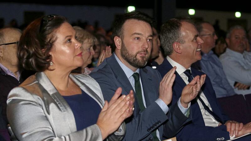 Sinn F&eacute;in president Mary Lou McDonald and SDLP leader Colum Eastwood at 2019&#39;s Beyond Brexit event. Picture by Mal McCann 