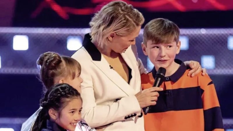 A Co Derry schoolboy has been left &quot;very, very happy&quot; after he won a place in the semi finals of The Voice Kids. Dara McNicholl (pictured) (12) from Ballinascreen, competed against two other singers on Saturday night&#39;s show in a battle round. Picture: ITV 