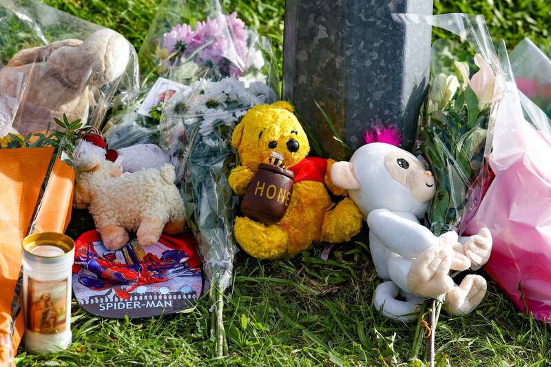 Flowers and soft toys left in tribute on Atlantic Way in Bundoran town to Ronan Wilson from Kildress in Co Tyrone, who was killed in a hit-and-run. The nine-year-old killed had been visiting the Donegal town of Bundoran when he was struck by a vehicle