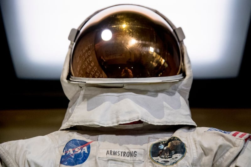 Neil Armstrong’s Apollo 11 spacesuit is unveiled at the Smithsonian’s National Air and Space Museum on the National Mall in Washington