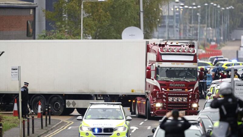 The container lorry where 39 Vietnamese people were found dead in an Essex industrial estate last month. Picture by Aaron Chown, Press Association 