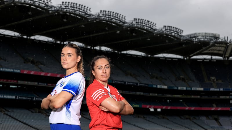 Waterford’s Keeley Corbett-Barry and Amy O’Connor of Cork ahead of the Glen Dimplex All-Ireland Senior Camogie Championship Final at Croke Park on Sunday    Picture:Dan Sheridan/Inpho