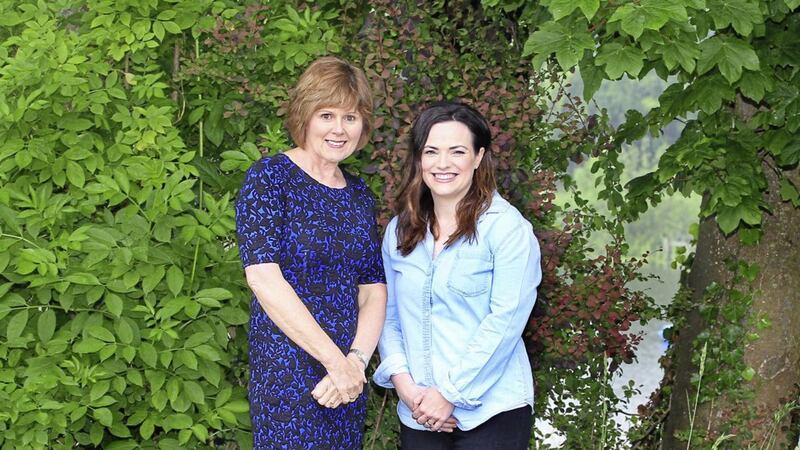 Northern Ireland&#39;s principal stoma care specialist nurse Mary Kane, left, and Mairead McMullan (33), whose ulcerative colitis meant she required stoma surgery while in her 20s Picture: Margaret McLaughlin 