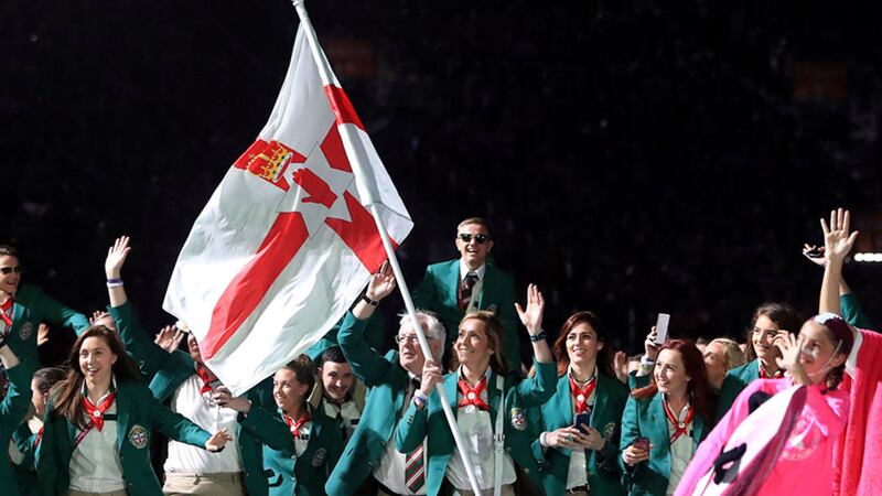 Caroline O'Hanlon pictured at the Commonwealth Games opening ceremony with other members of the Northern Ireland team&nbsp;