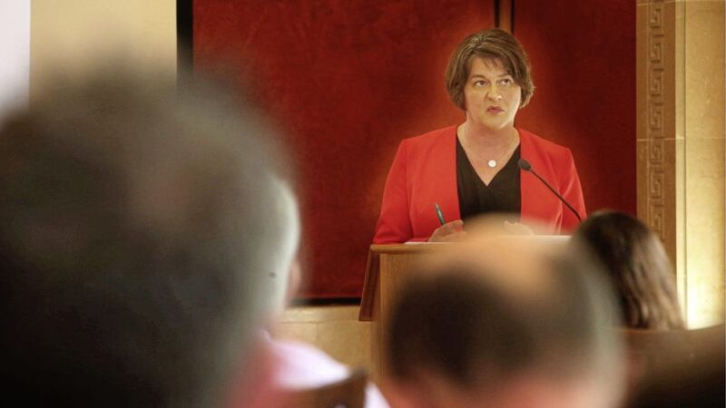 DUP leader Arlene Foster, pictured at Stormont yesterday. Picture by Hugh Russell 