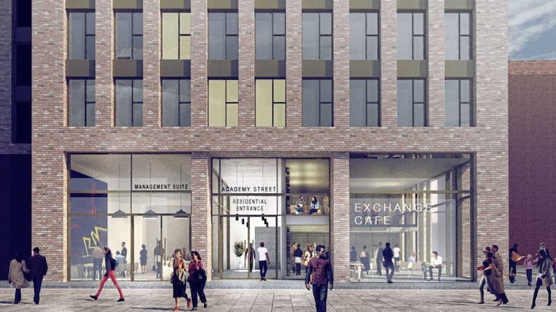 The proposed entrance for the new Belfast &lsquo;build to rent&rsquo; accommodation 