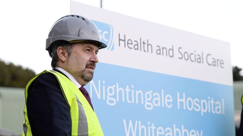 Health minister Robin Swann, pictured this week at the Nightingale Hospital in Whiteabbey, has not used the pandemic to make political capital for his own party or to score points against political opponents, says Patrick Murphy. Picture by Michael Cooper/PA Wire 