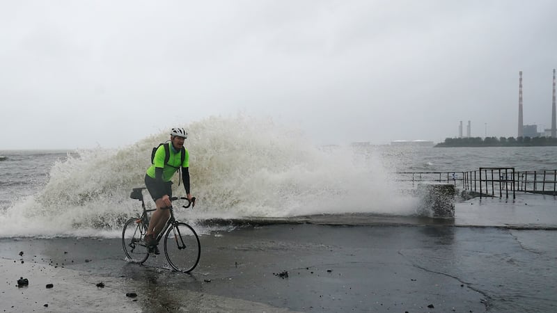 Stormy weather along Clontarf promenade in Dublin (Brian Lawless/PA)